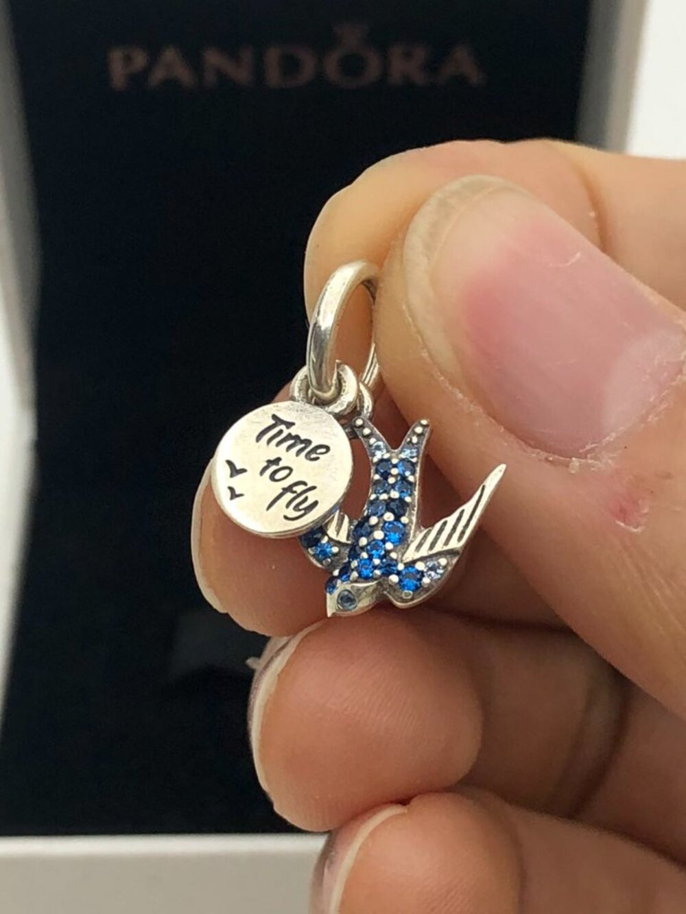 ✨🔥Pandora Sparkling Swallow & Quote Double Dangle Charm